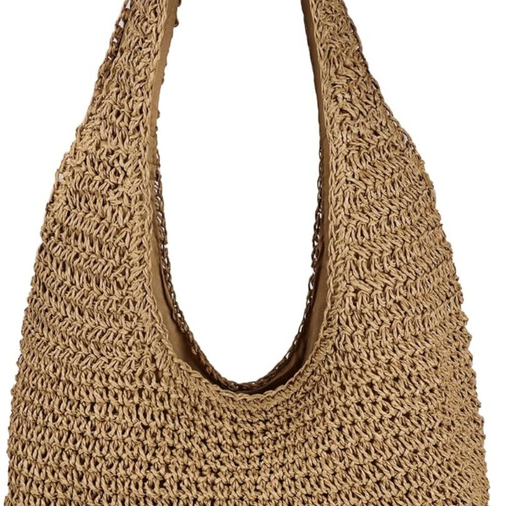 Women Large Straw Beach Bag Handmade Woven Shoulder Bags Hobo Tote Handbag Purse